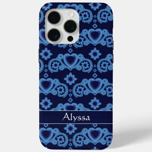 Moon Magic Stars Hearts Celestial Midnight Blue Case-Mate iPhone Hülle (Rückseite)