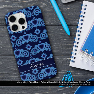 Moon Magic Stars Hearts Celestial Midnight Blue Case-Mate iPhone Hülle