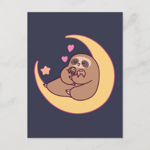 Moon Mama Sloth und Babies Postkarte