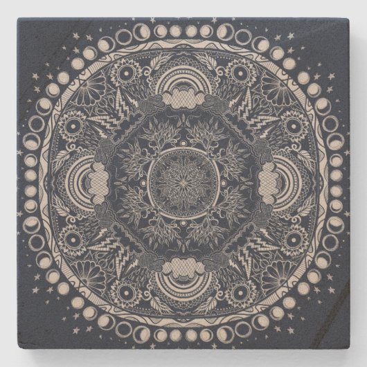 Moon Mandala MoonChild Yoga Steinuntersetzer (Vorderseite)