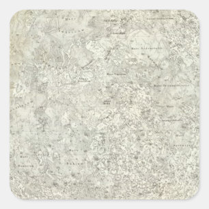 Moon Map Quadratischer Aufkleber