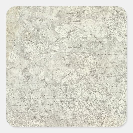 Moon Map Quadratischer Aufkleber (Vorderseite)