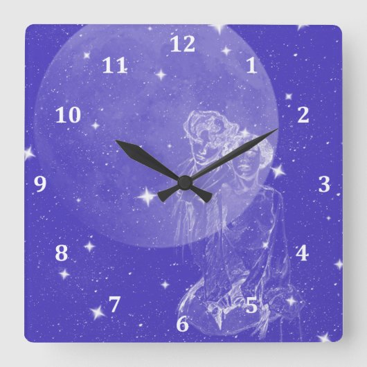 Moon Mirage Square Wall Clock Quadratische Wanduhr (Vorderseite)