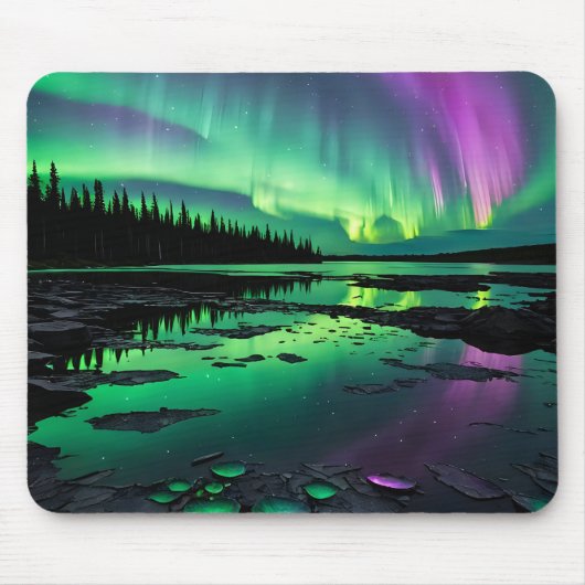 Moon mit grünen und Lila Auroras-Maus-Pads Mousepad (Vorne)