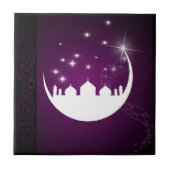 Moon mit Moschee Silhouette - Keramik Tile Fliese (Vorderseite)