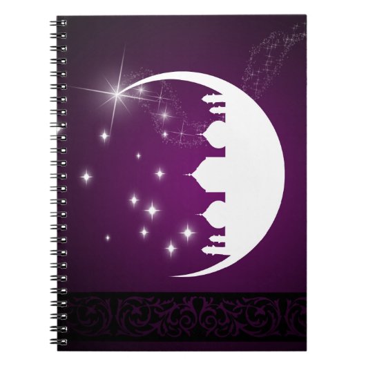Moon mit Moschee Silhouette - Notebook Notizblock (Vorderseite)