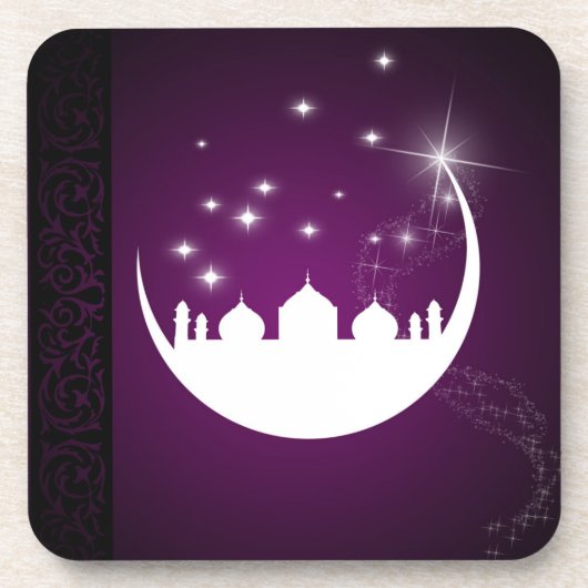 Moon mit Moschee-Silhouette Untersetzer (Vorderseite)