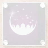 Moon mit Moschee Silhouette - Untersetzer aus Glas (Rückseite)