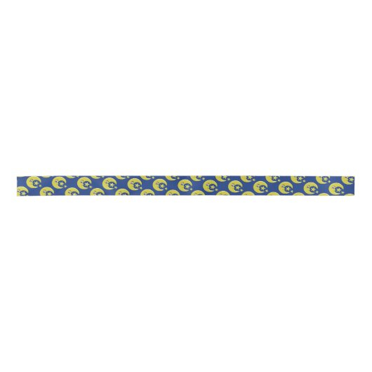 Moon mit Sternen Design blau Satinband (Vorderseite)