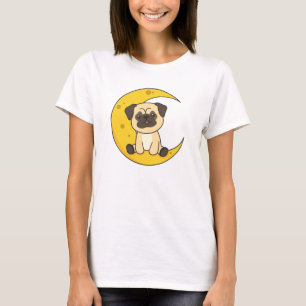 Moon Mops Lunar Animal Dog Niedlicher Tiere Kawaii T-Shirt