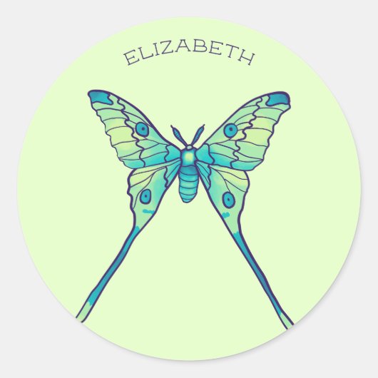 Moon Moth Magie - Schmetterling Lover Art Runder Aufkleber (Vorderseite)