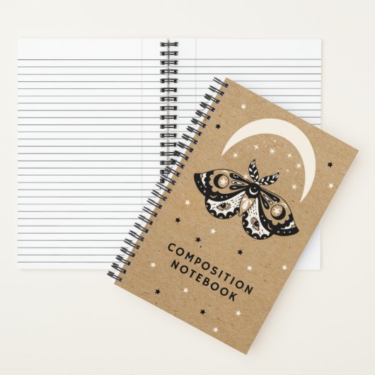 Moon Moth mit Stars Magical Spiral Notebook Notizblock (Innen)