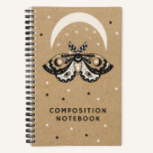 Moon Moth mit Stars Magical Spiral Notebook Notizblock (Vorderseite)