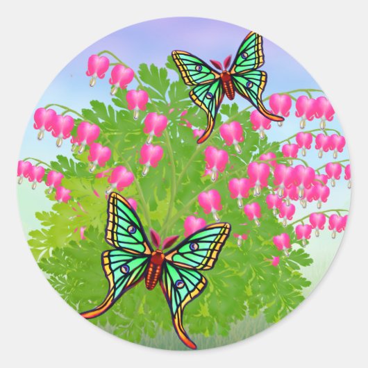 Moon Moths on Bleeding Hecht Blume Sticker (Vorderseite)