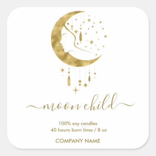 Moon Mystic Witchy Celestial Jar Label Quadratischer Aufkleber (Vorderseite)