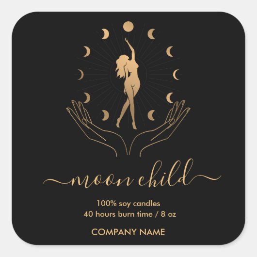 Moon Mystic Witchy Celestial Willow Soy Candle Quadratischer Aufkleber (Vorderseite)