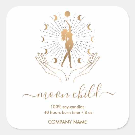 Moon Mystic Witchy Celestial Willow Soy Candle Sq Quadratischer Aufkleber (Vorderseite)