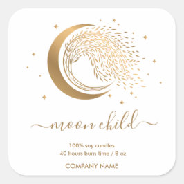 Moon Mystic Witchy Celestial Willow Tree Quadratischer Aufkleber