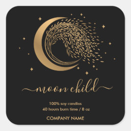 Moon Mystic Witchy Celestial Willow Tree Square Quadratischer Aufkleber