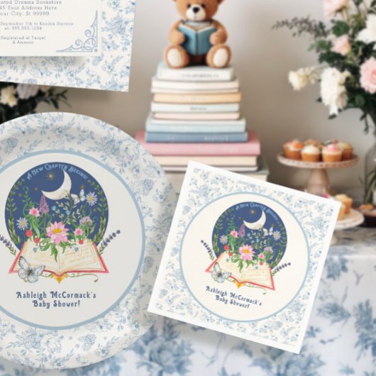 Moon Neues Kapitel beginnt Buch Butterfly Blue Flo Serviette