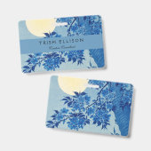 Moon Night Abend Tree Blue Moonlit Ausweis (Vorder- & Rückseite)