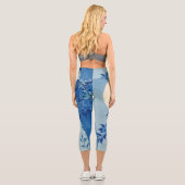Moon Night Abend Tree Blue Moonlit Capri Leggings (Rückseite)