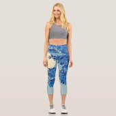 Moon Night Abend Tree Blue Moonlit Capri Leggings (Vorderseite)