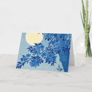 Moon Night Abend Tree Blue Moonlit Dankeskarte