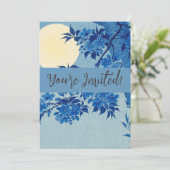 Moon Night Abend Tree Blue Moonlit Einladung (Stehend Vorderseite)