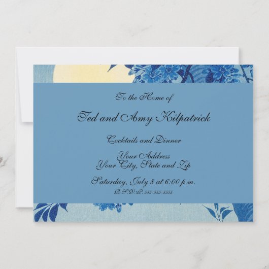 Moon Night Abend Tree Blue Moonlit Einladung (Rückseite)