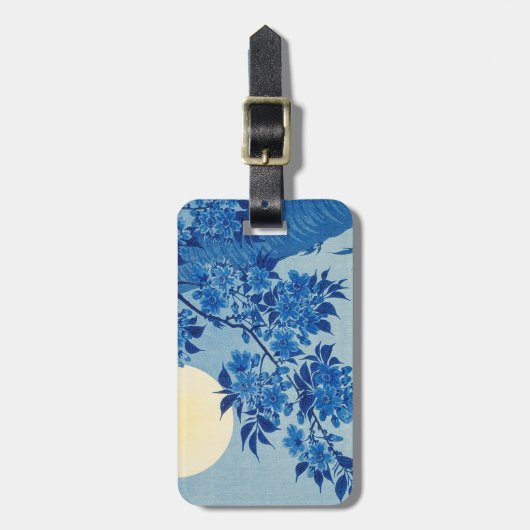 Moon Night Abend Tree Blue Moonlit Gepäckanhänger (Vorderseite vertikal)