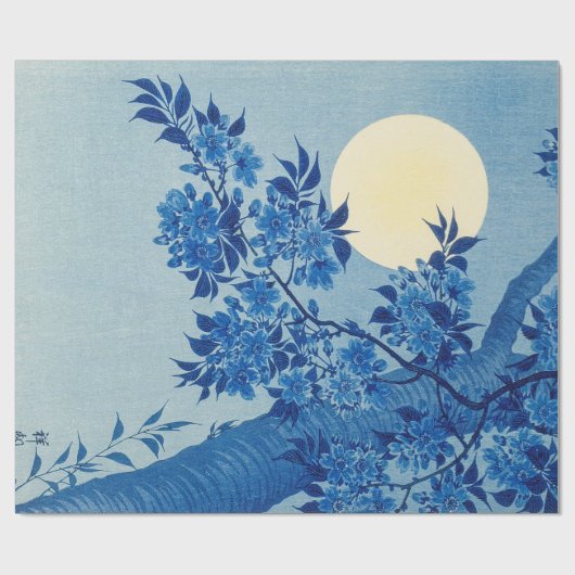 Moon Night Abend Tree Blue Moonlit Geschenkpapier (Flach)