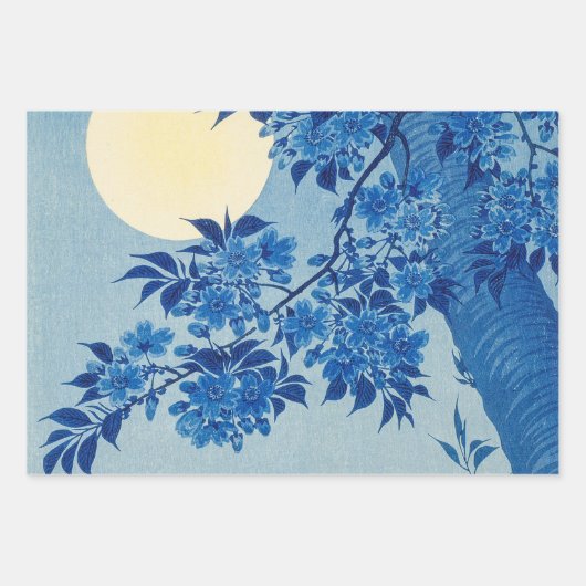 Moon Night Abend Tree Blue Moonlit Geschenkpapier Set (Vorderseite 3)