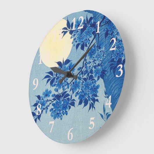 Moon Night Abend Tree Blue Moonlit Große Wanduhr (Winkel)