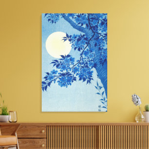 Moon Night Abend Tree Blue Moonlit Leinwanddruck
