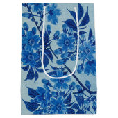 Moon Night Abend Tree Blue Moonlit Mittlere Geschenktüte (Rückseite)