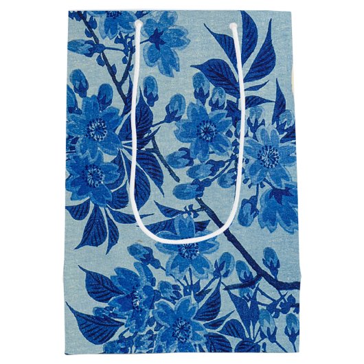 Moon Night Abend Tree Blue Moonlit Mittlere Geschenktüte (Rückseite)