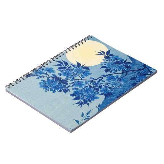 Moon Night Abend Tree Blue Moonlit Notizblock (Linke Seite)