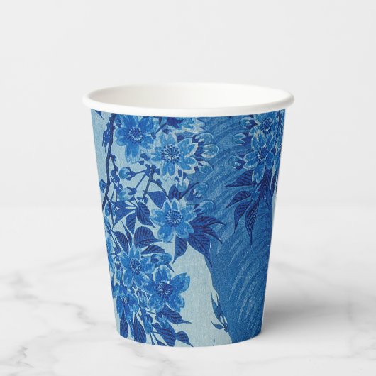 Moon Night Abend Tree Blue Moonlit Pappbecher (Rückseite)