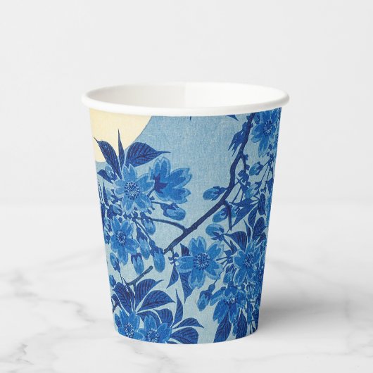 Moon Night Abend Tree Blue Moonlit Pappbecher (Links)