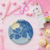 Moon Night Abend Tree Blue Moonlit Pappteller (Party)