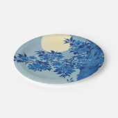 Moon Night Abend Tree Blue Moonlit Pappteller (Schrägansicht)