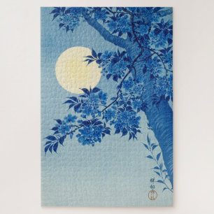 Moon Night Abend Tree Blue Moonlit Puzzle
