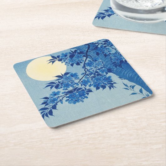 Moon Night Abend Tree Blue Moonlit Rechteckiger Pappuntersetzer (angewinkelt)