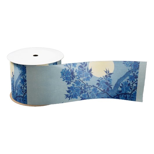 Moon Night Abend Tree Blue Moonlit Satinband (Spule)