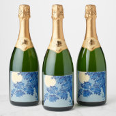 Moon Night Abend Tree Blue Moonlit Schaumweinetikett (Flaschen)