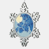 Moon Night Abend Tree Blue Moonlit Schneeflocken Zinn-Ornament (Rechts)