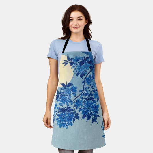 Moon Night Abend Tree Blue Moonlit Schürze (Getragen)