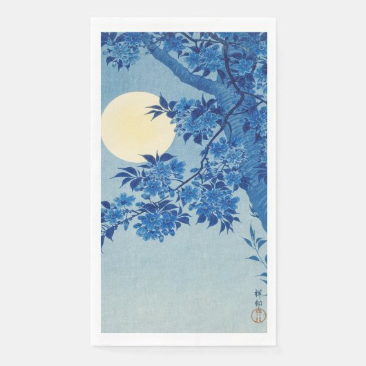 Moon Night Abend Tree Blue Moonlit Serviette (Vorderseite)