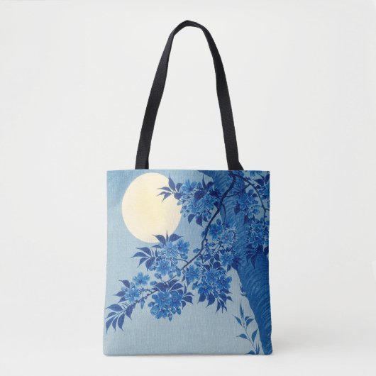 Moon Night Abend Tree Blue Moonlit Tasche (Vorderseite)